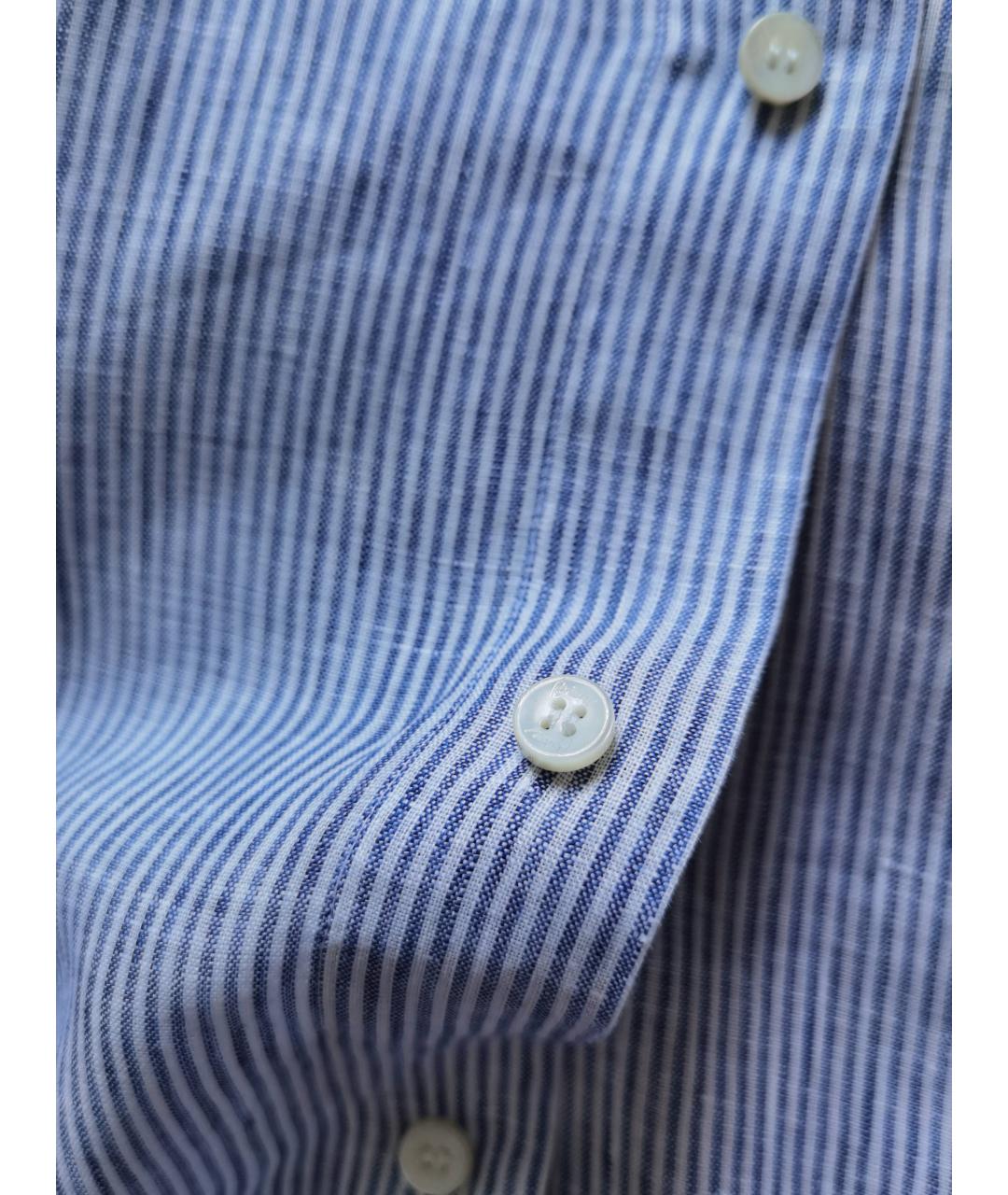 BRIONI Голубая льняная классическая рубашка, фото 4