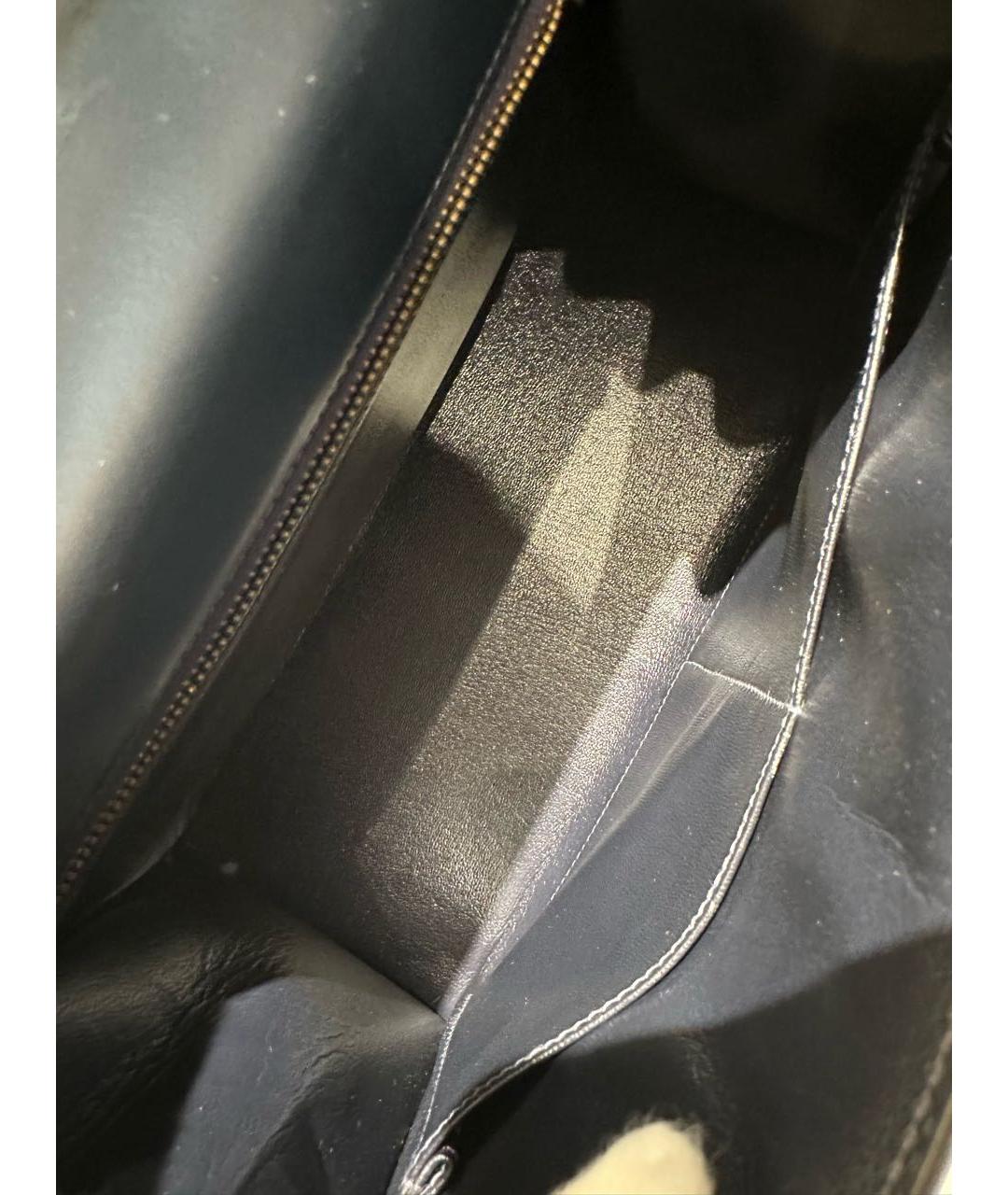 HERMES Темно-синяя кожаная сумка с короткими ручками, фото 3