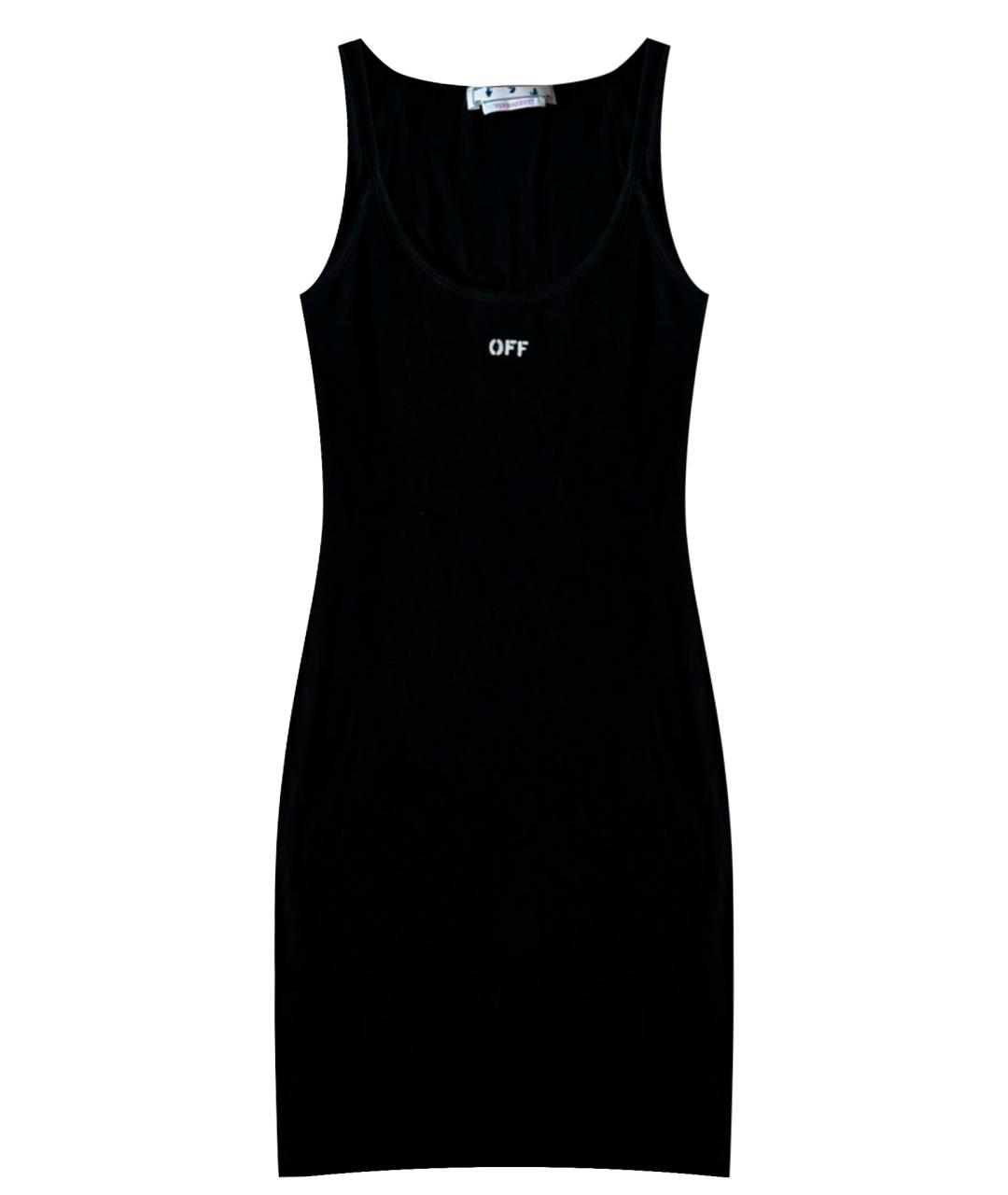 OFF-WHITE Черное хлопковое повседневное платье, фото 1