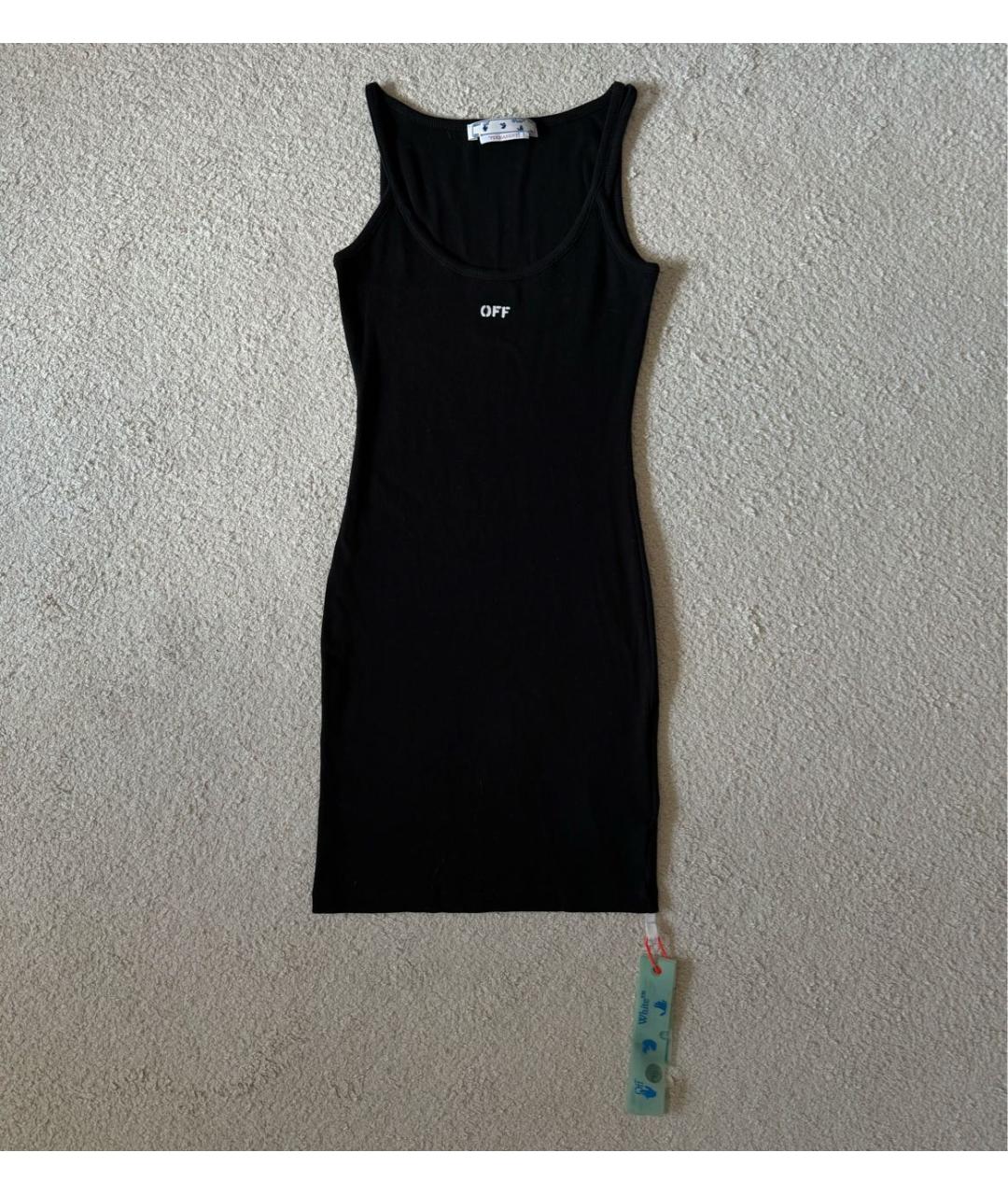 OFF-WHITE Черное хлопковое повседневное платье, фото 5