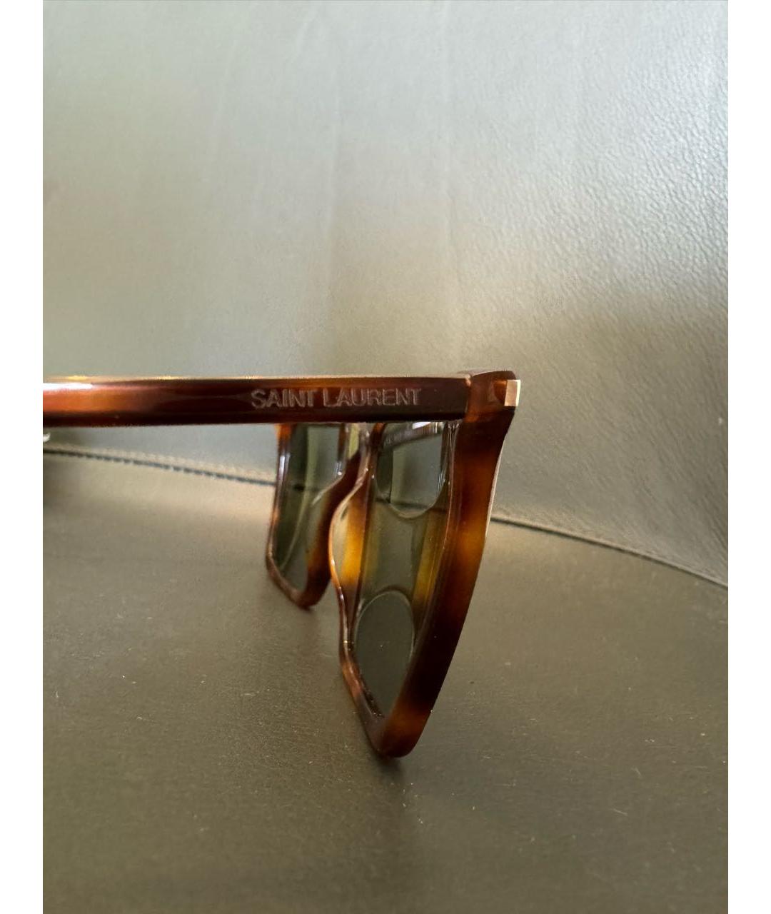 SAINT LAURENT Коричневые пластиковые солнцезащитные очки, фото 2