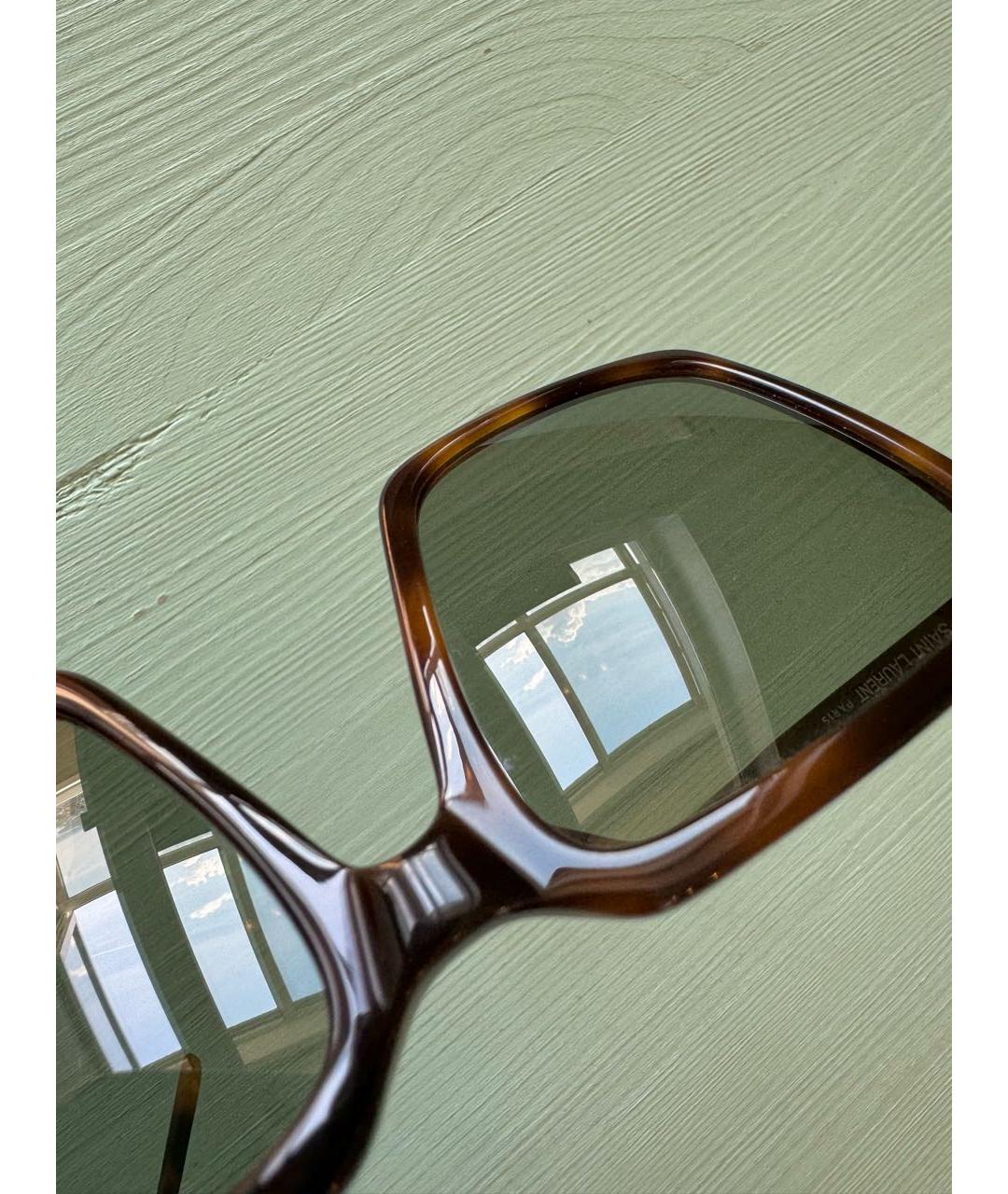 SAINT LAURENT Коричневые пластиковые солнцезащитные очки, фото 7