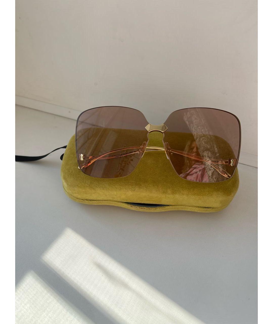 GUCCI Коричневые металлические солнцезащитные очки, фото 9
