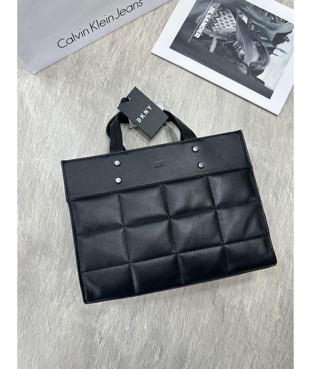 DKNY Черная кожаная сумка тоут, фото 4