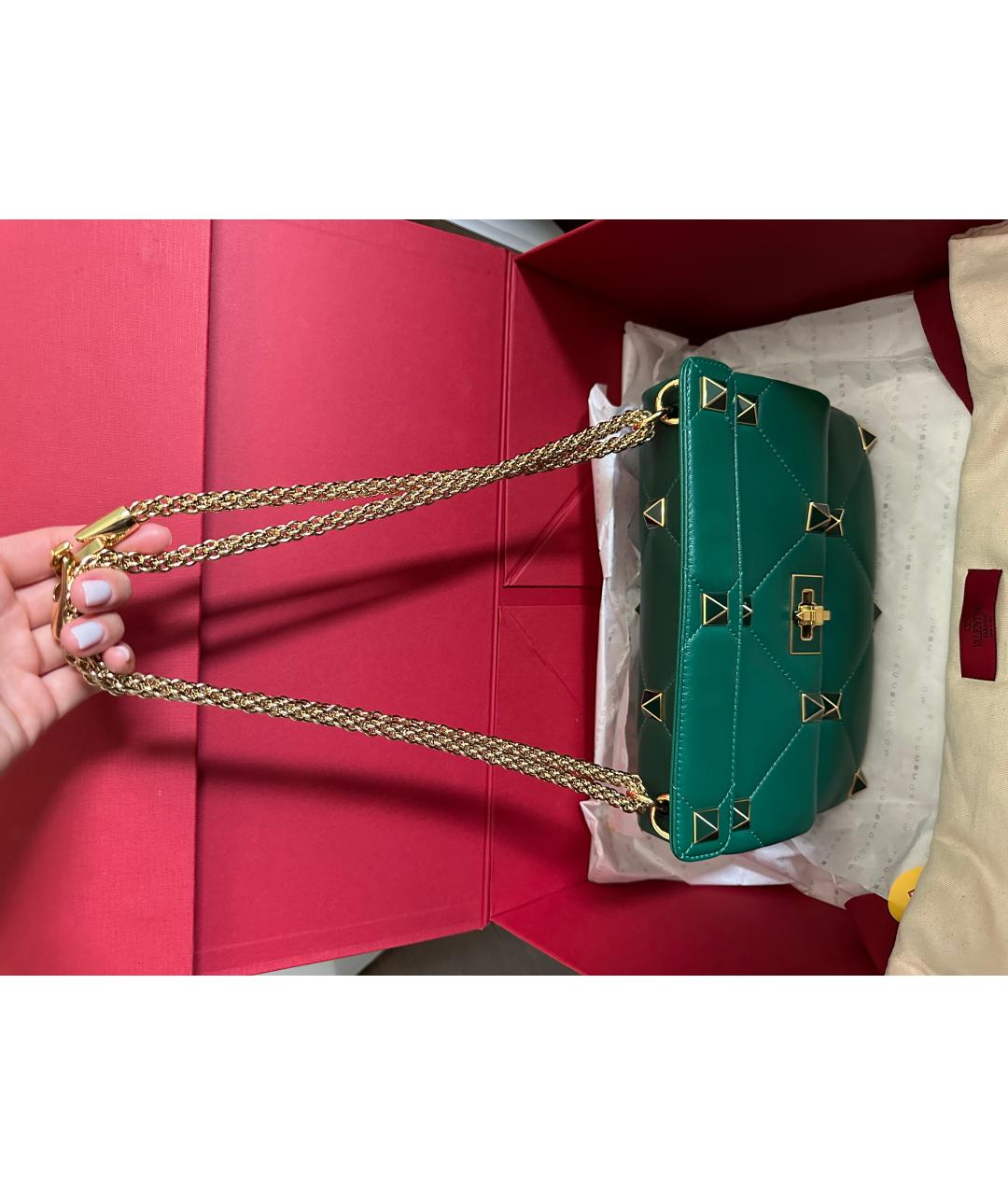 VALENTINO Зеленая кожаная сумка через плечо, фото 5