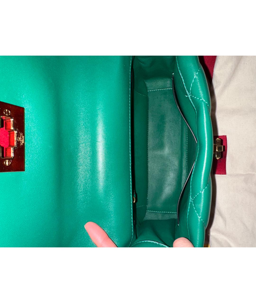 VALENTINO Зеленая кожаная сумка через плечо, фото 4