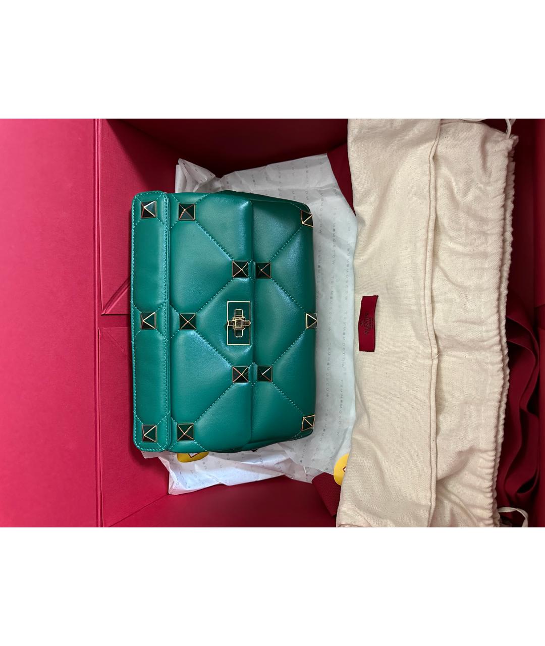 VALENTINO Зеленая кожаная сумка через плечо, фото 2