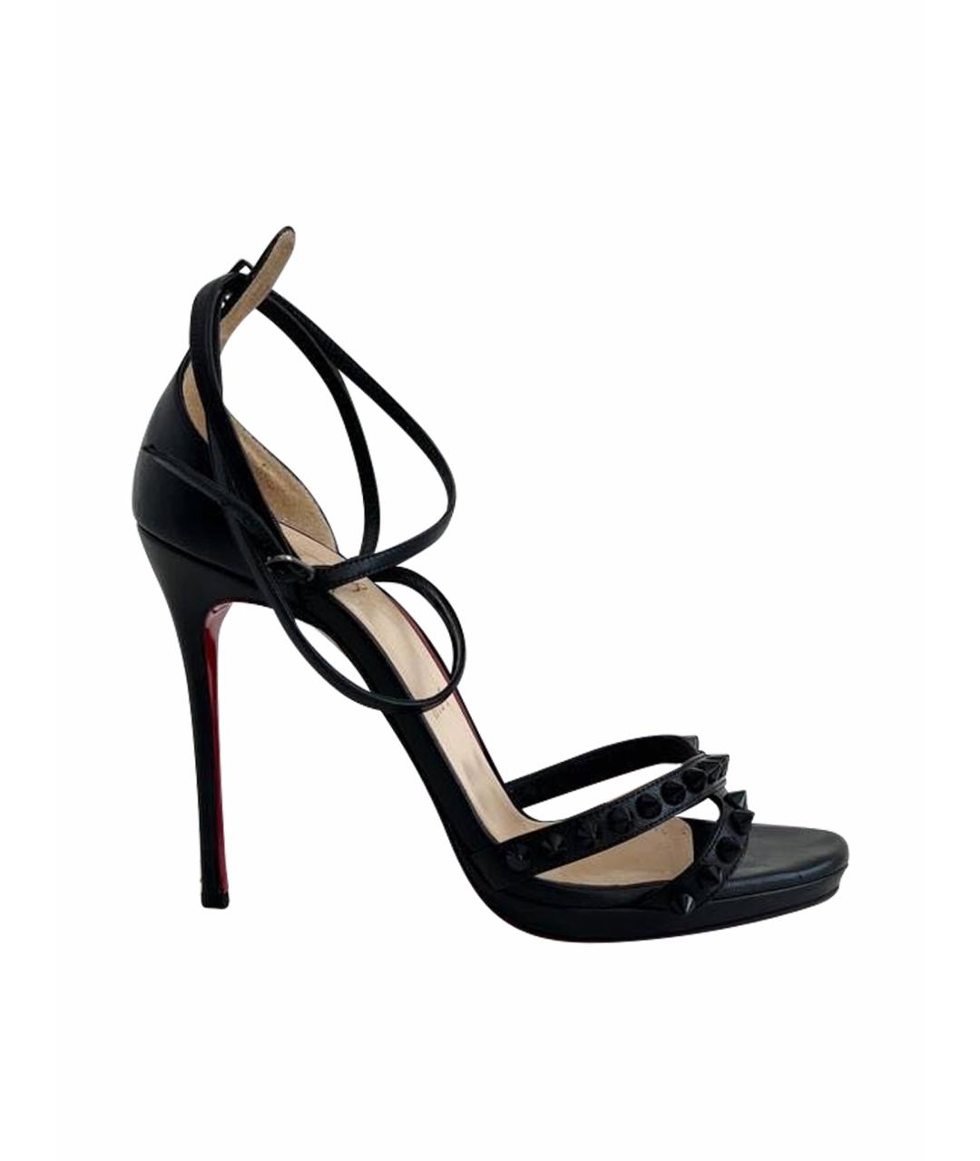 CHRISTIAN LOUBOUTIN Черные кожаные босоножки, фото 1