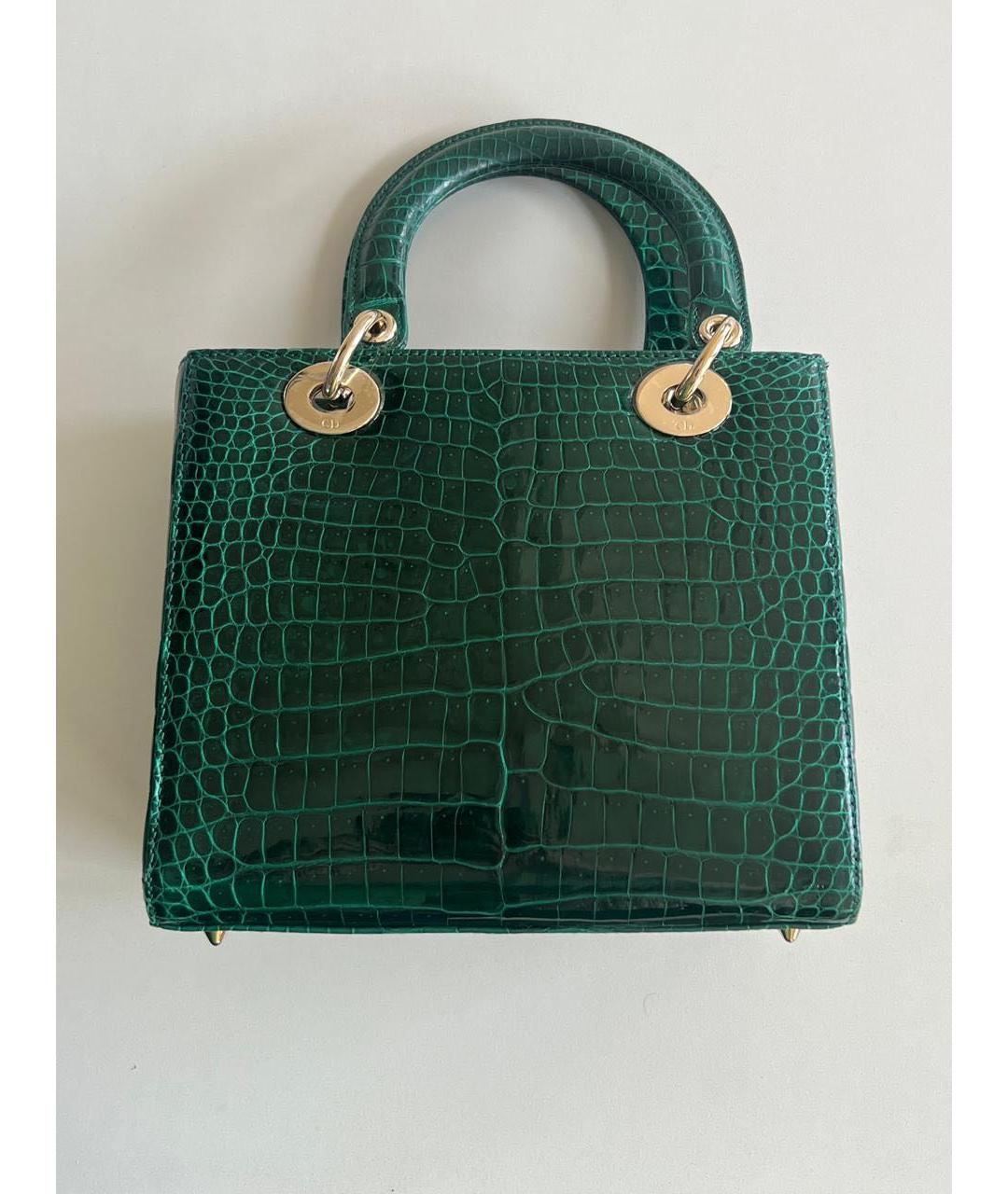 CHRISTIAN DIOR PRE-OWNED Зеленая сумка с короткими ручками из экзотической кожи, фото 3