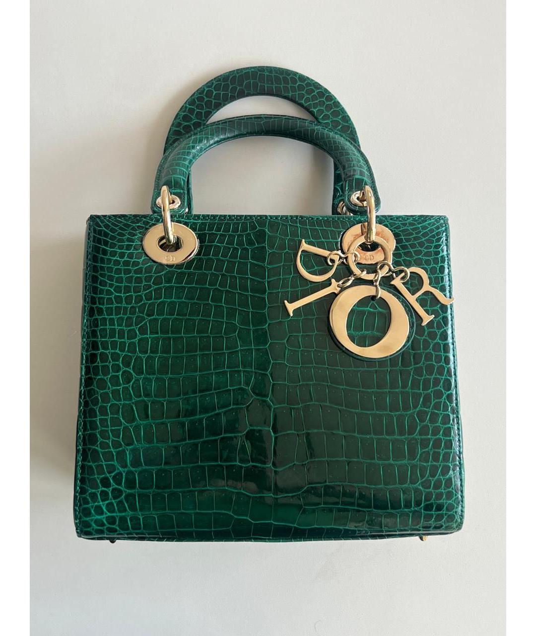 CHRISTIAN DIOR PRE-OWNED Зеленая сумка с короткими ручками из экзотической кожи, фото 6