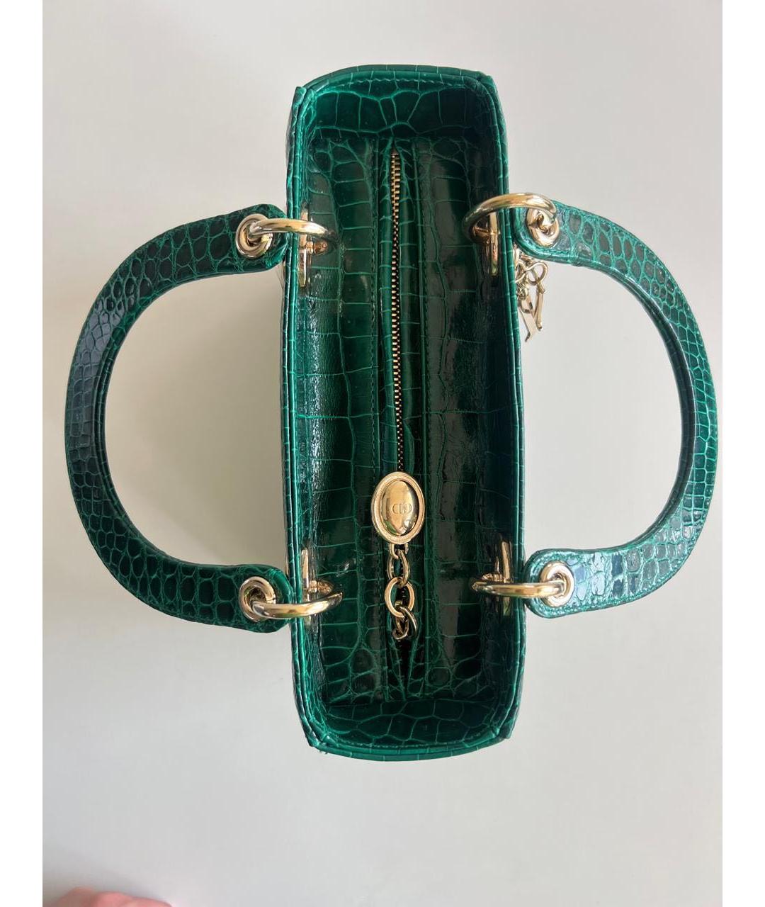 CHRISTIAN DIOR PRE-OWNED Зеленая сумка с короткими ручками из экзотической кожи, фото 4