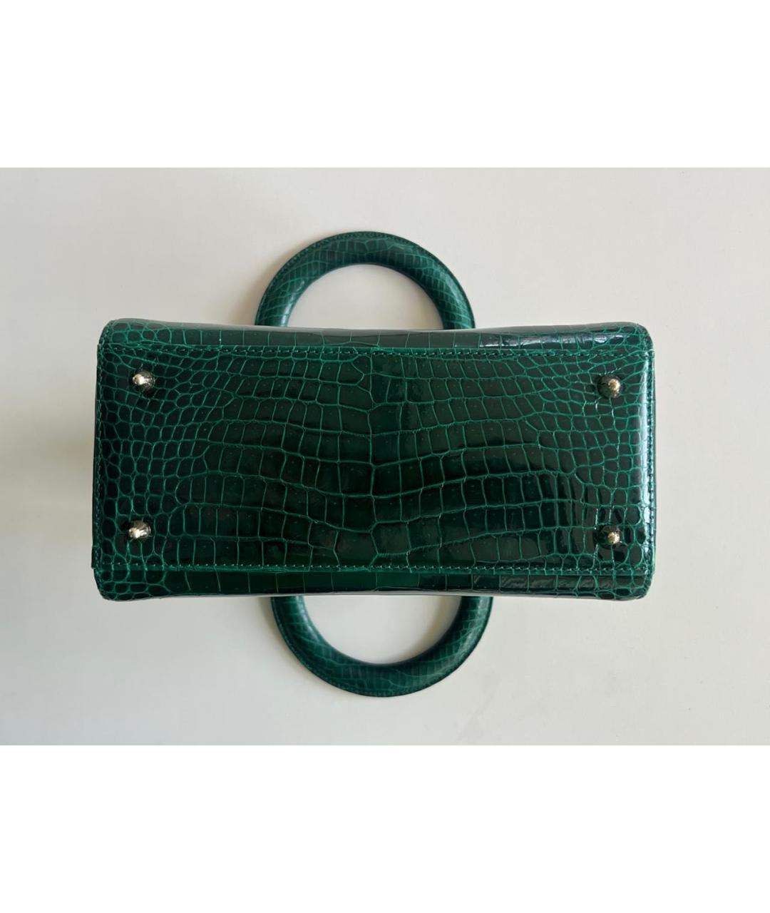 CHRISTIAN DIOR PRE-OWNED Зеленая сумка с короткими ручками из экзотической кожи, фото 5