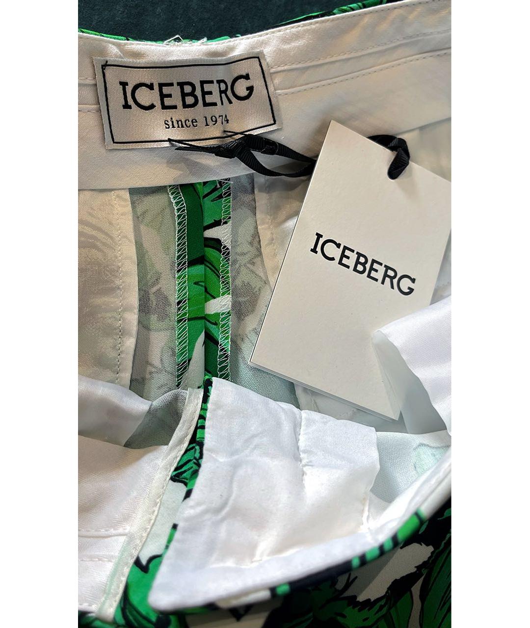 ICEBERG Зеленые полиэстеровые прямые брюки, фото 3