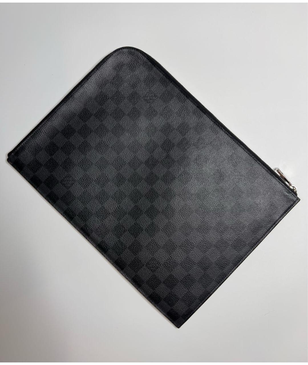 LOUIS VUITTON PRE-OWNED Черная кожаная папка для документов, фото 5