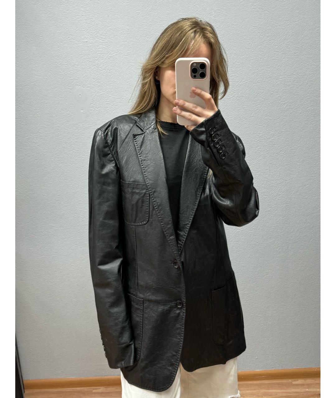 GUCCI Черный кожаный пиджак, фото 7