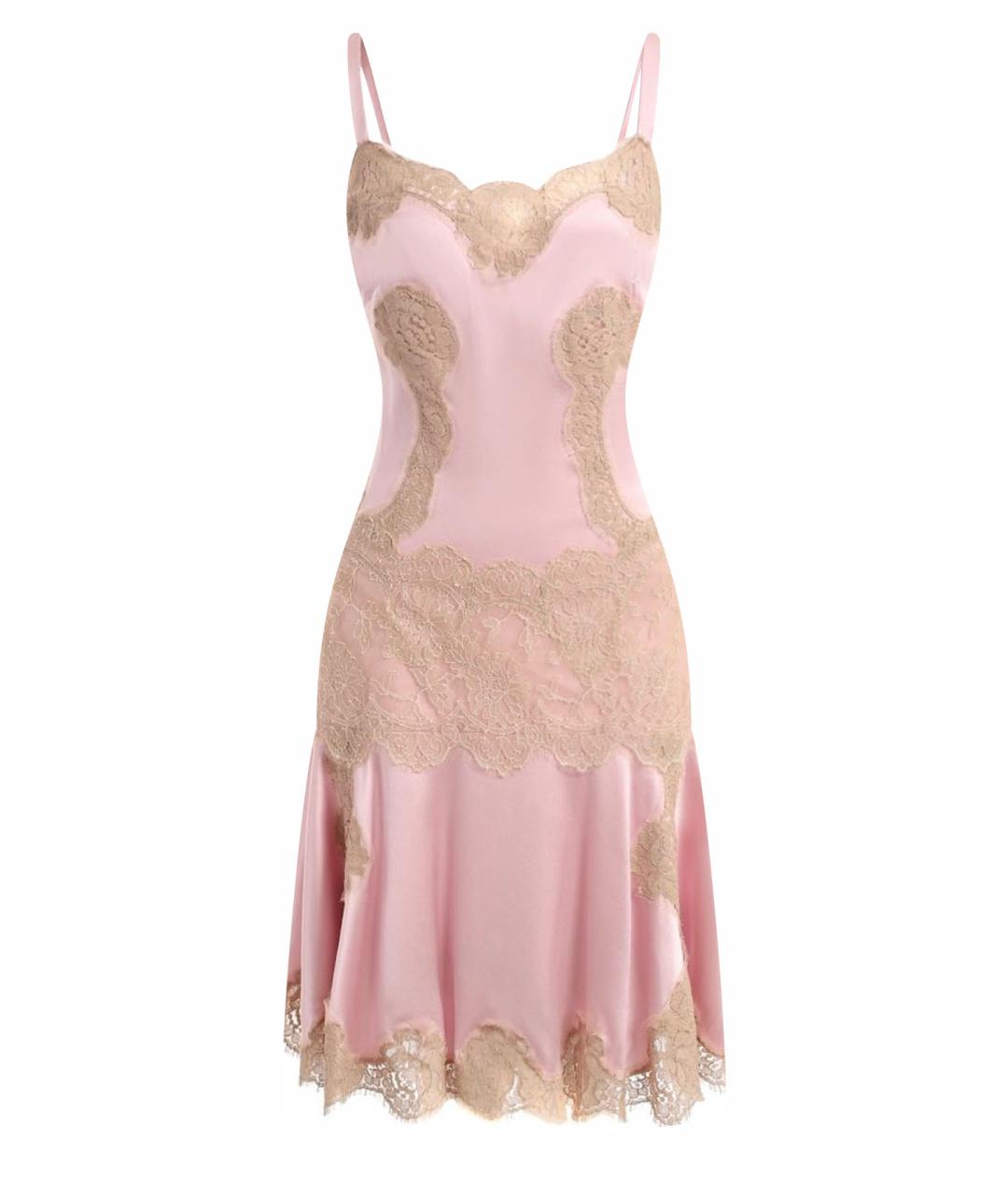 DOLCE&GABBANA Розовое шелковое платье, фото 1