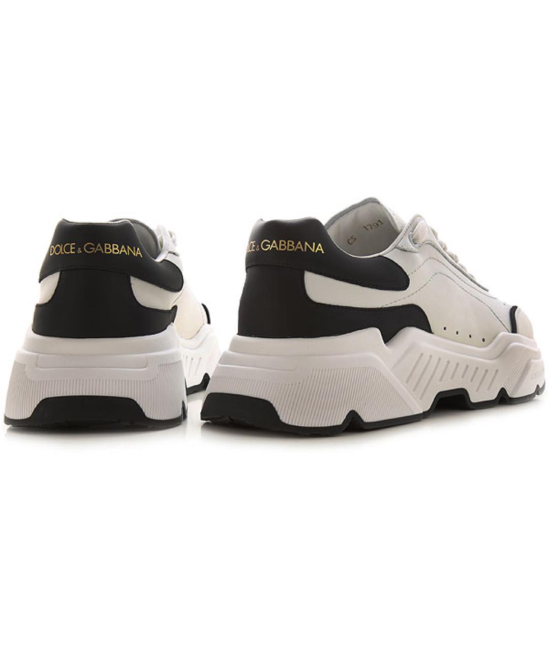 DOLCE&GABBANA Белые кожаные низкие кроссовки / кеды, фото 3