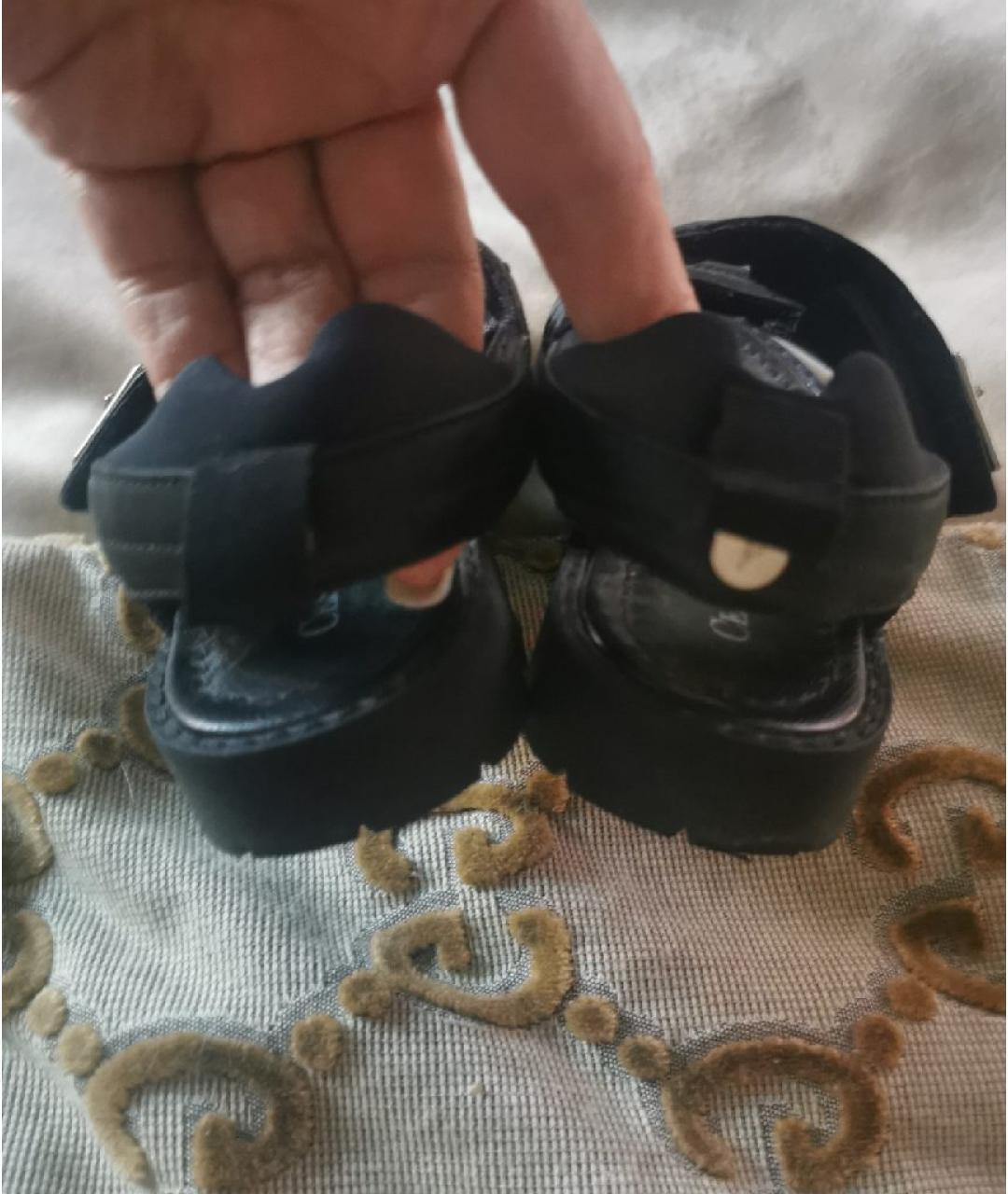 CESARE PACIOTTI Черные кожаные сандалии и шлепанцы, фото 4