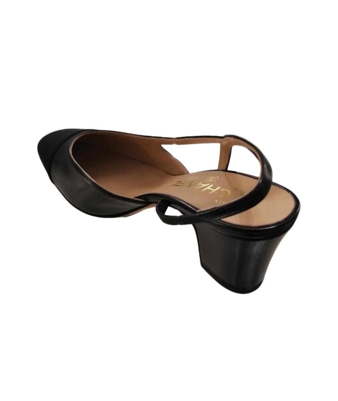 CHANEL Черные лодочки на низком каблуке, фото 3