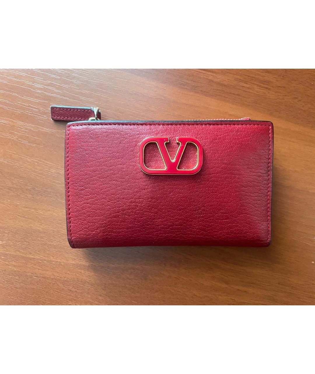 VALENTINO Красный кожаный кошелек, фото 5