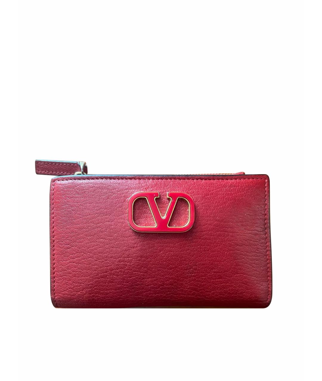 VALENTINO Красный кожаный кошелек, фото 1