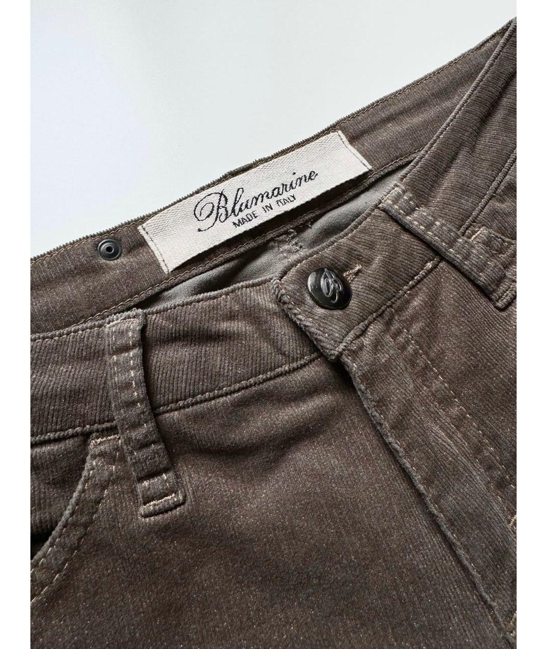 BLUMARINE Хаки хлопко-эластановые брюки узкие, фото 3