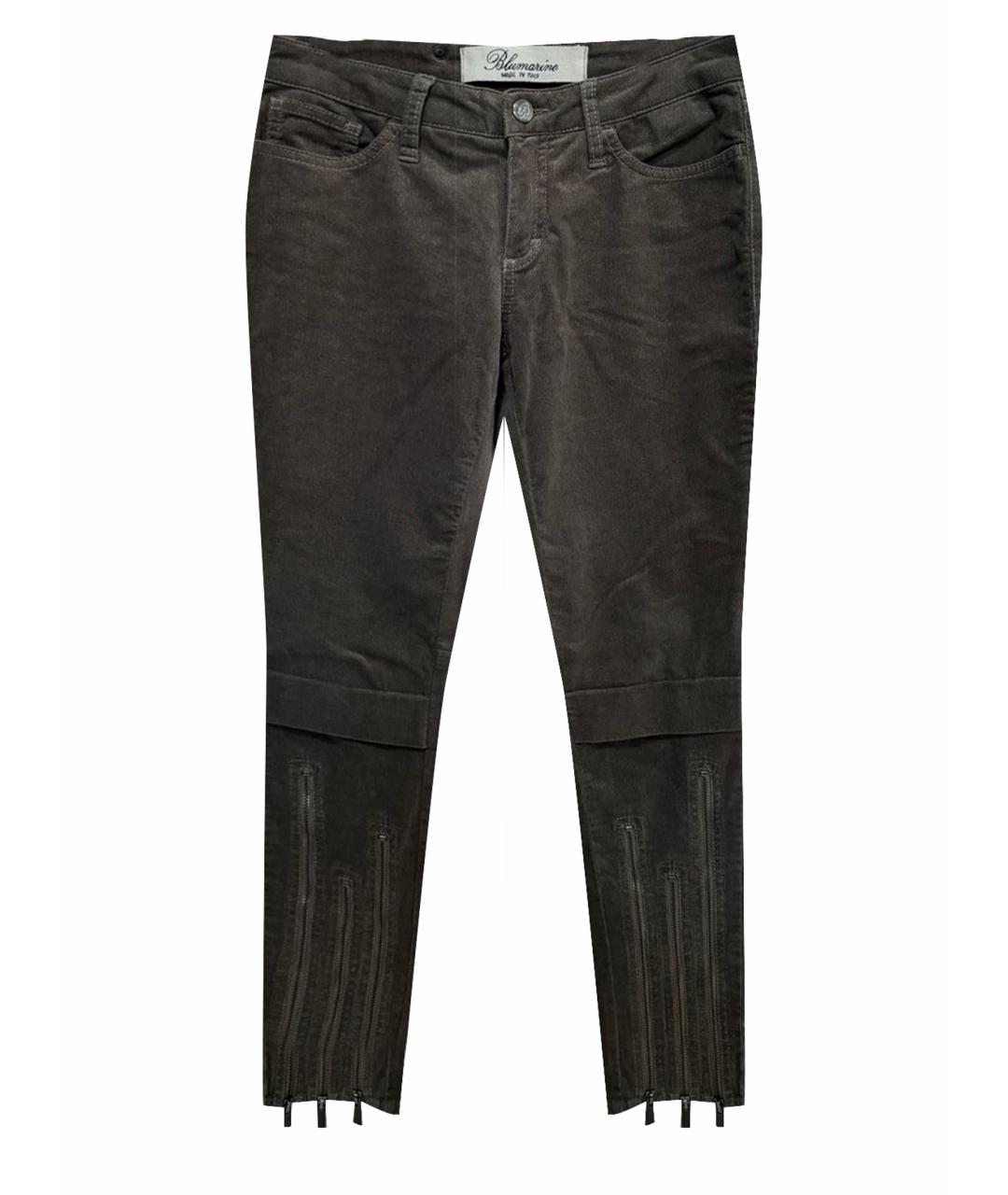 BLUMARINE Хаки хлопко-эластановые брюки узкие, фото 1
