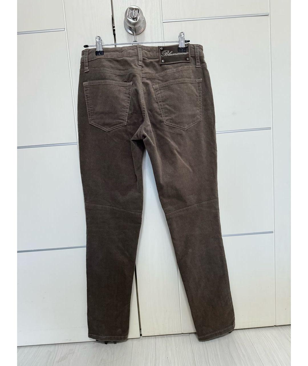 BLUMARINE Хаки хлопко-эластановые брюки узкие, фото 2
