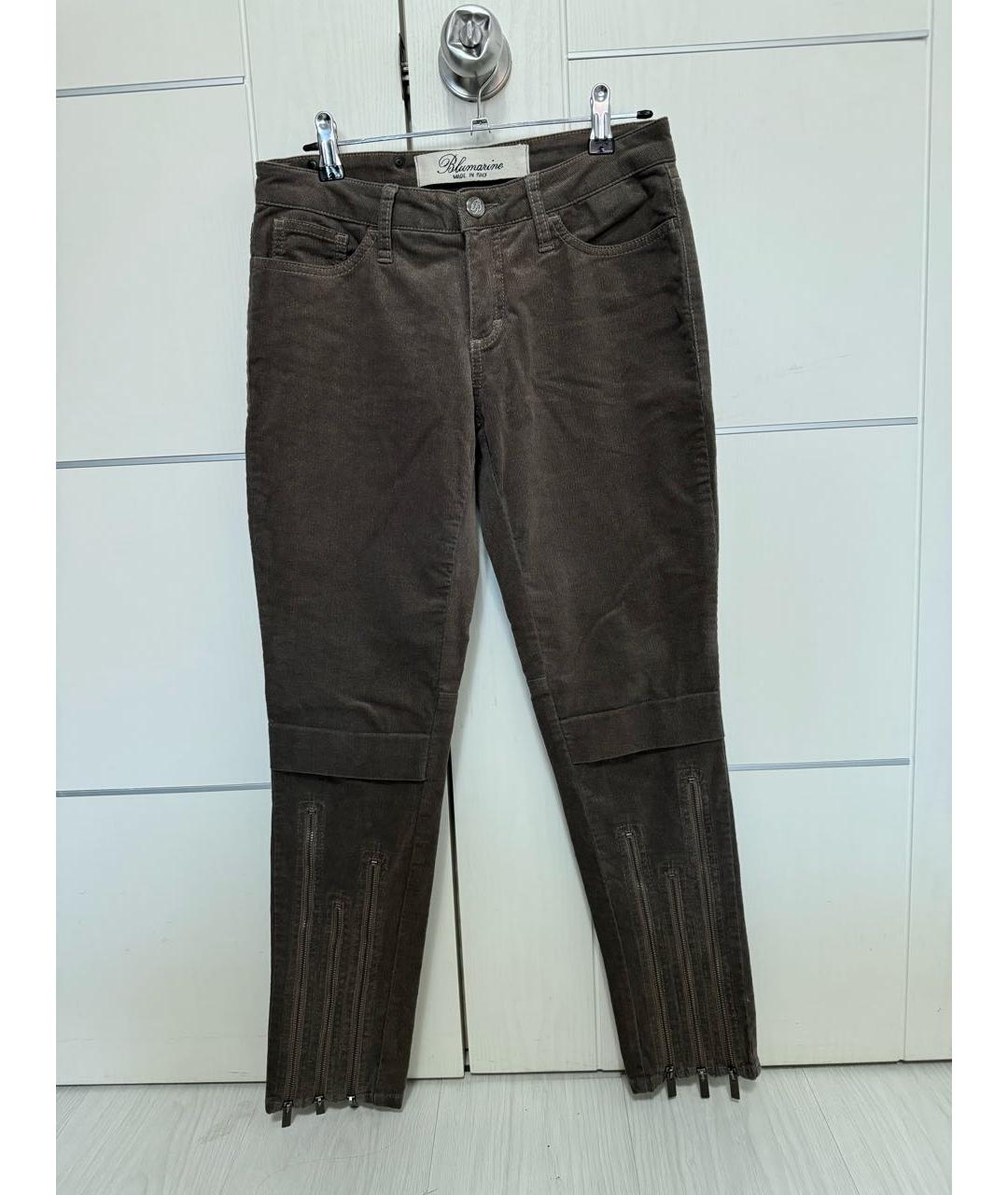BLUMARINE Хаки хлопко-эластановые брюки узкие, фото 6