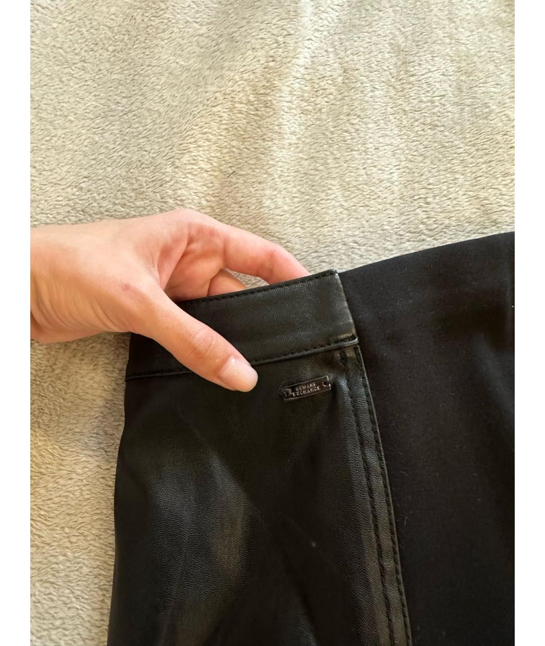 ARMANI EXCHANGE Черная полиуретановая юбка мини, фото 3