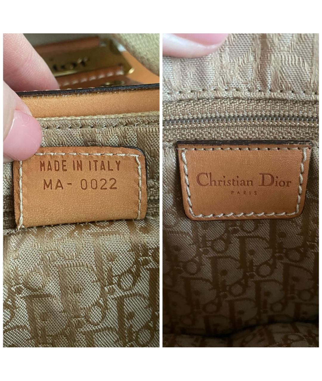 CHRISTIAN DIOR Бежевая кожаная сумка с короткими ручками, фото 8