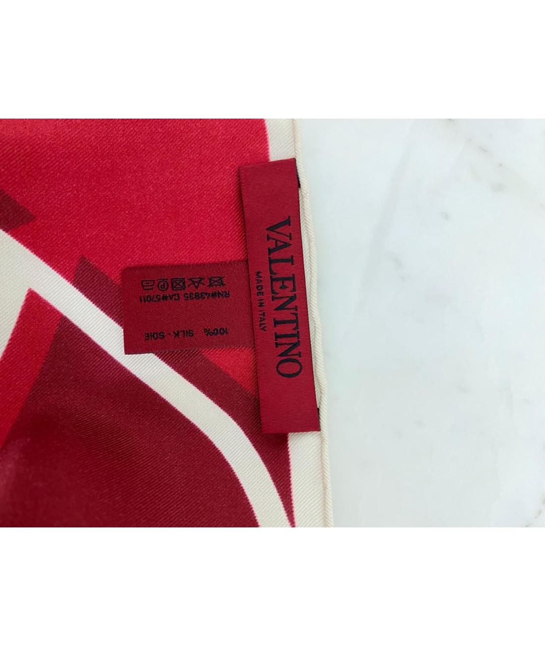 VALENTINO Красный шелковый платок, фото 3