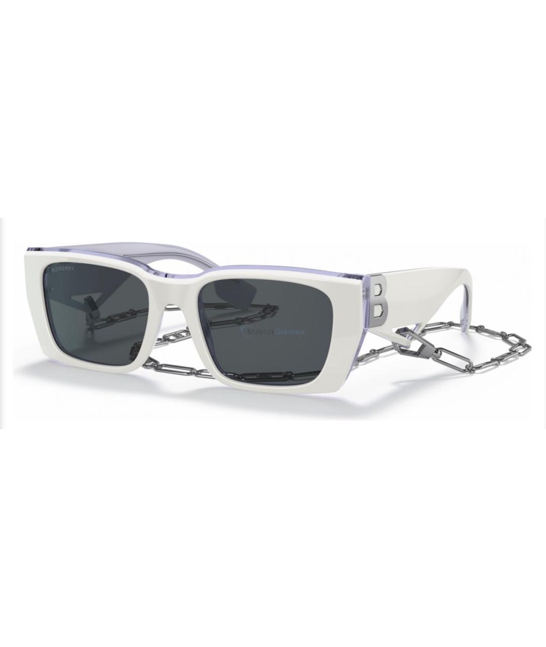 BURBERRY Белые пластиковые солнцезащитные очки, фото 7