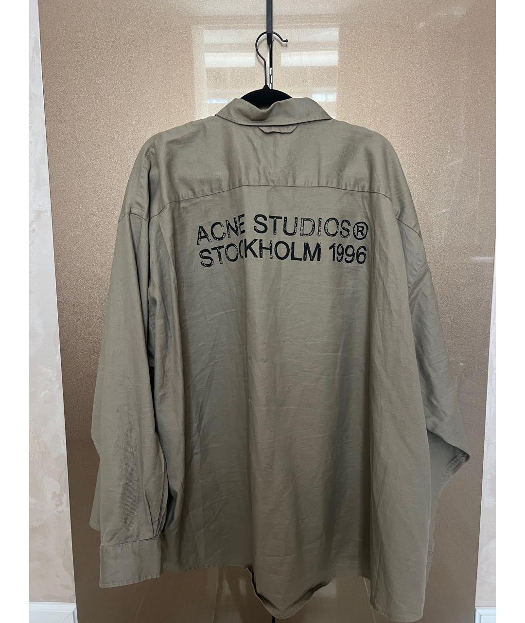 ACNE STUDIOS Коричневая хлопковая кэжуал рубашка, фото 2