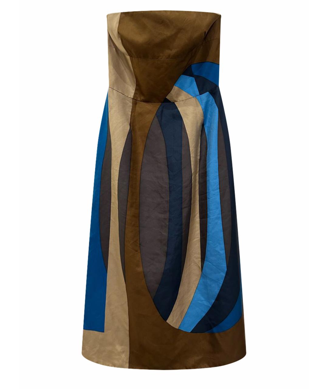 MIU MIU Коричневое шелковое коктейльное платье, фото 1