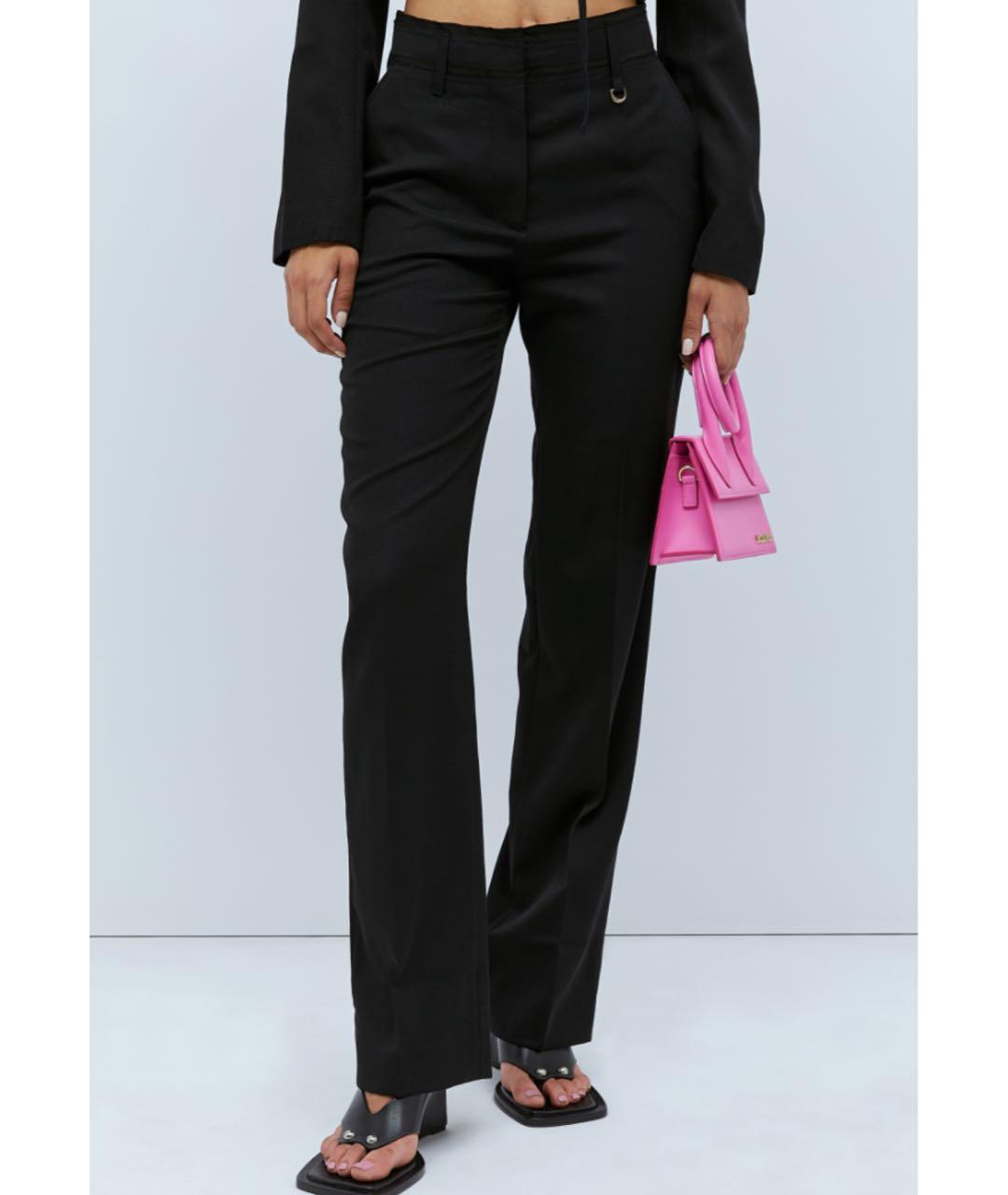 JACQUEMUS Черные хлопковые прямые брюки, фото 4