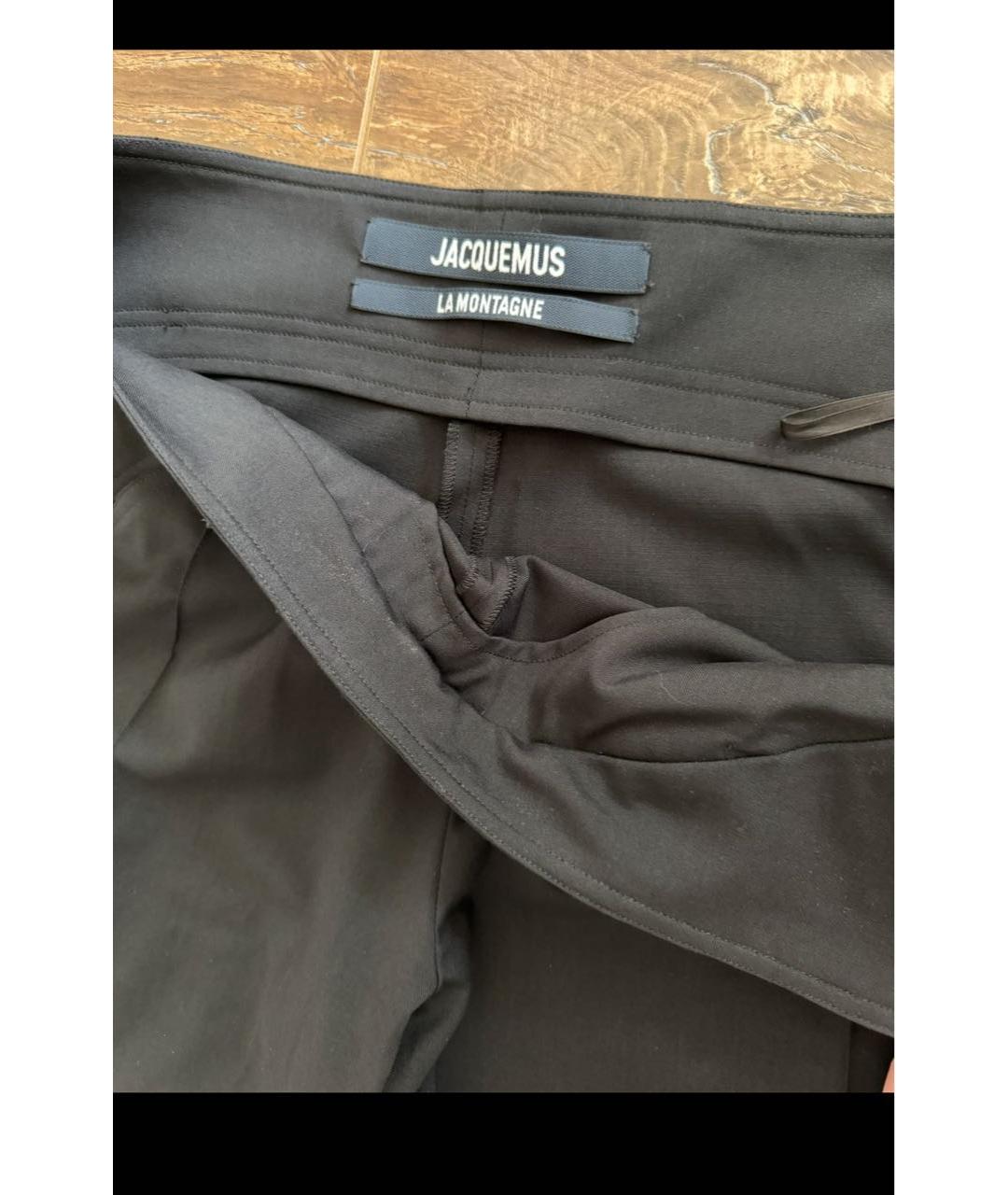JACQUEMUS Черные хлопковые прямые брюки, фото 5