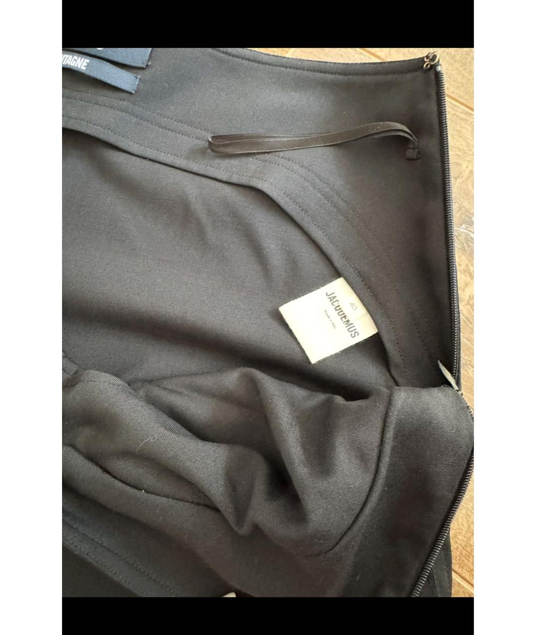 JACQUEMUS Черные хлопковые прямые брюки, фото 3