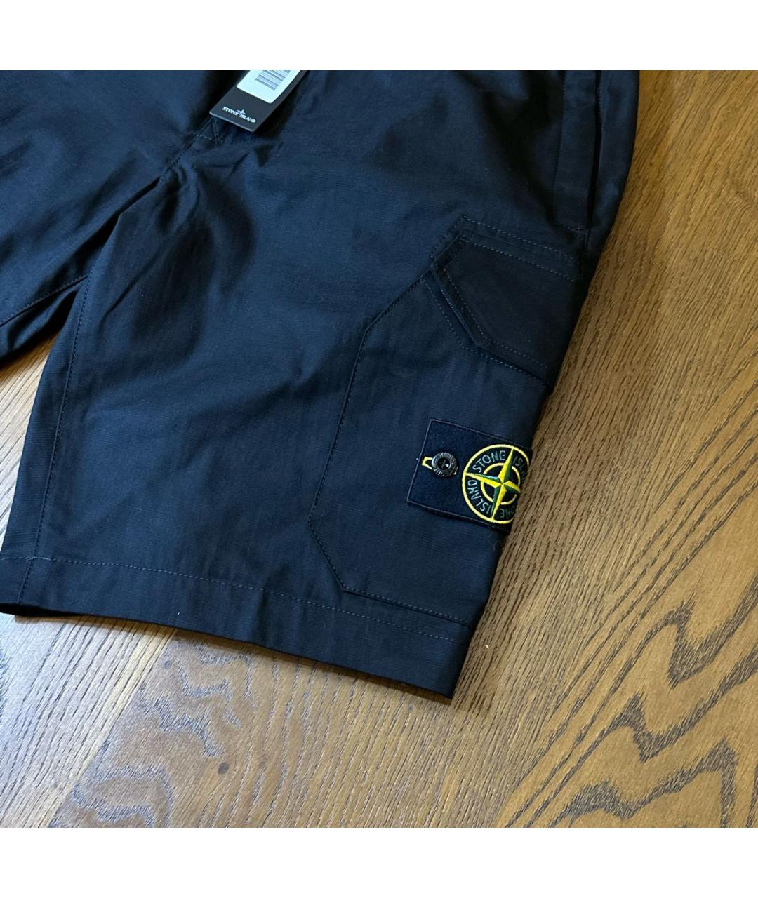 STONE ISLAND Черные хлопковые шорты, фото 3