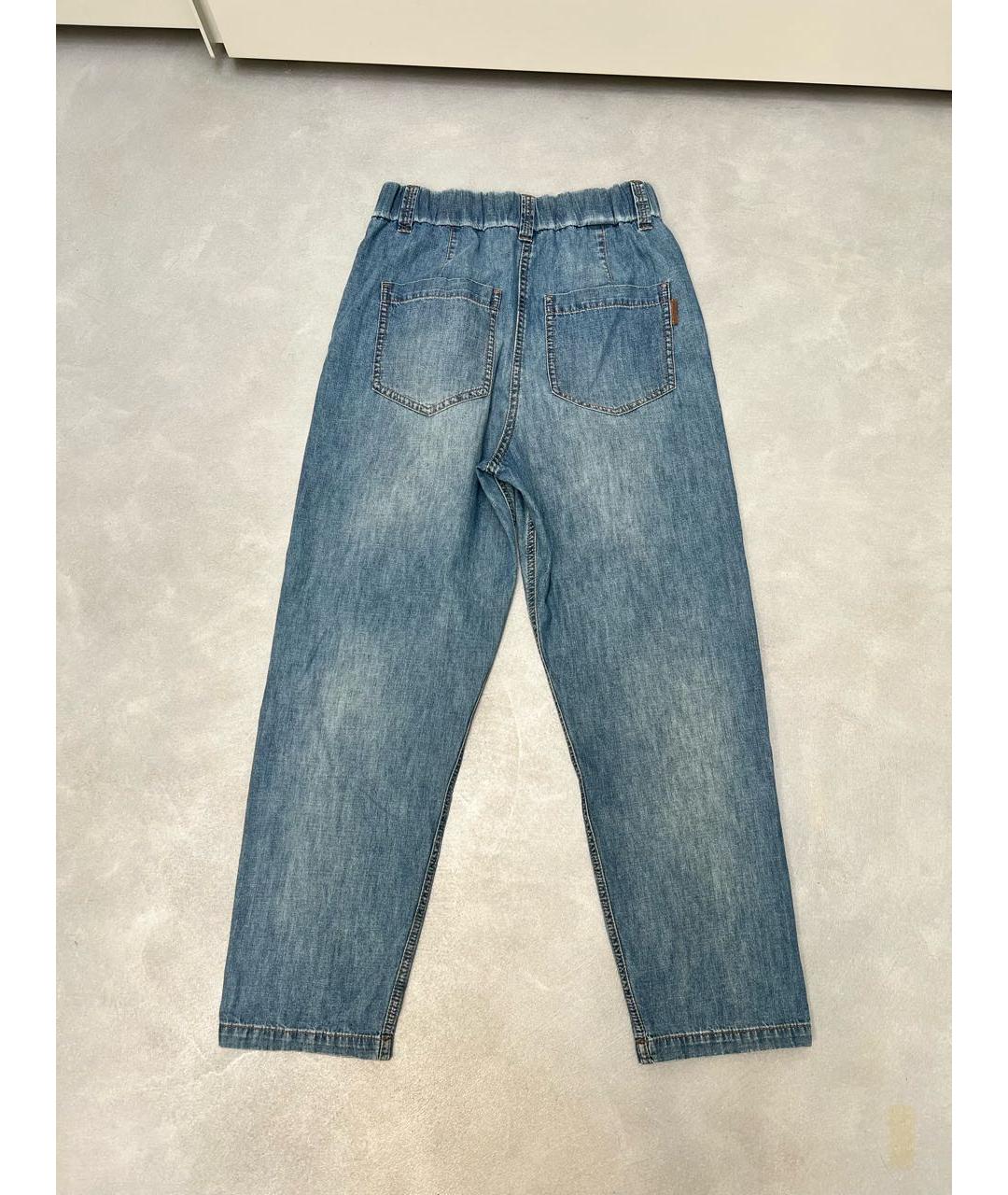 BRUNELLO CUCINELLI Голубые хлопковые прямые джинсы, фото 2
