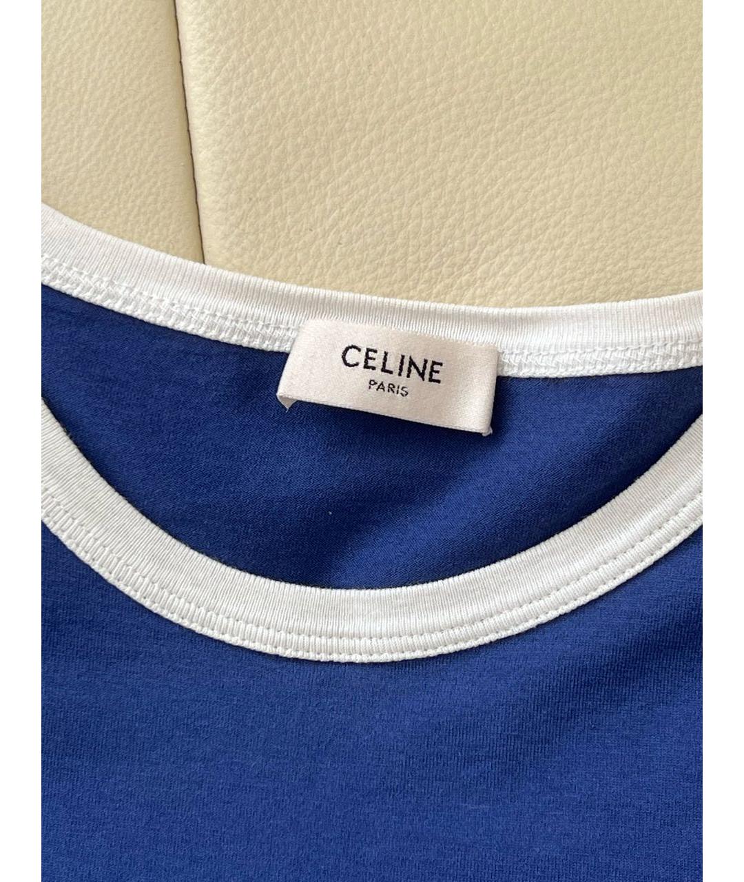 CELINE PRE-OWNED Синяя хлопковая футболка, фото 5