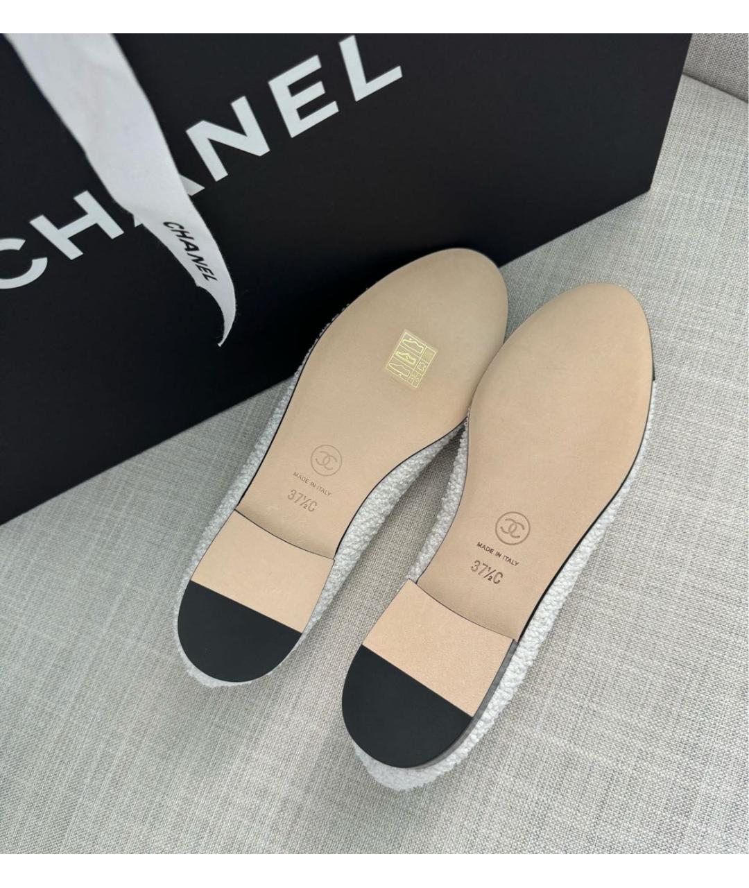 CHANEL Белые текстильные балетки, фото 4