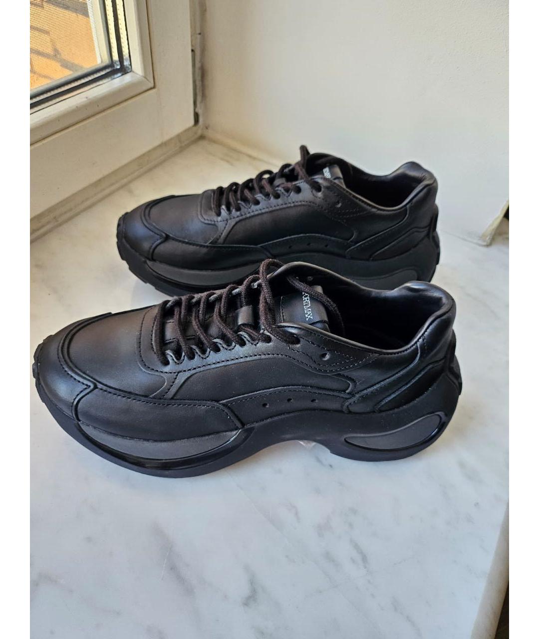 SPORTMAX Черные кожаные кроссовки, фото 5