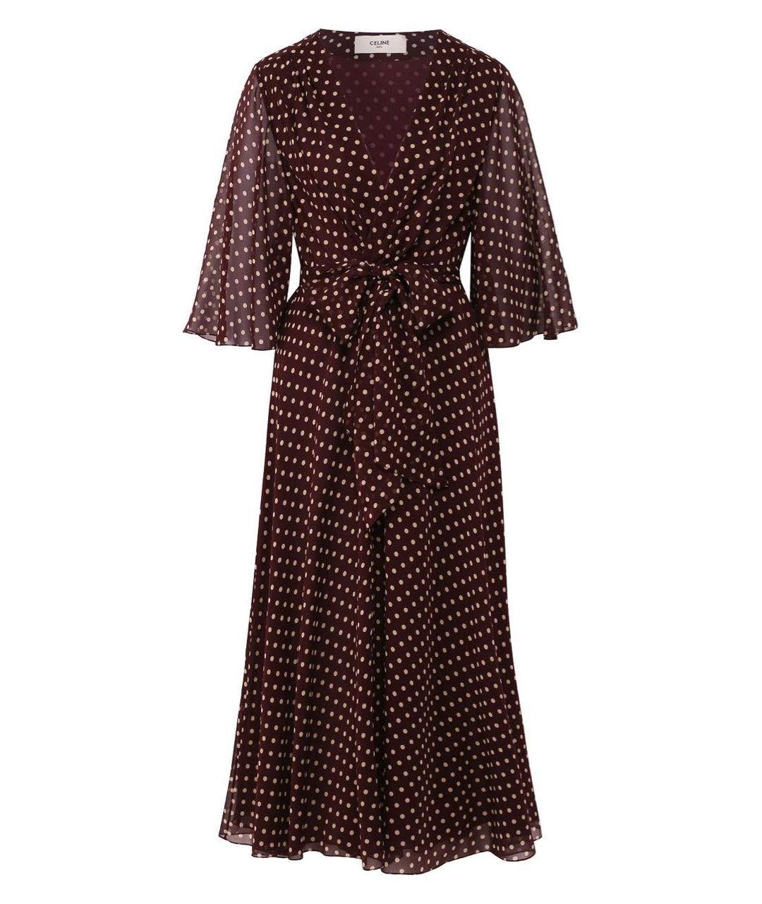 CELINE PRE-OWNED Бордовое шелковое повседневное платье, фото 1