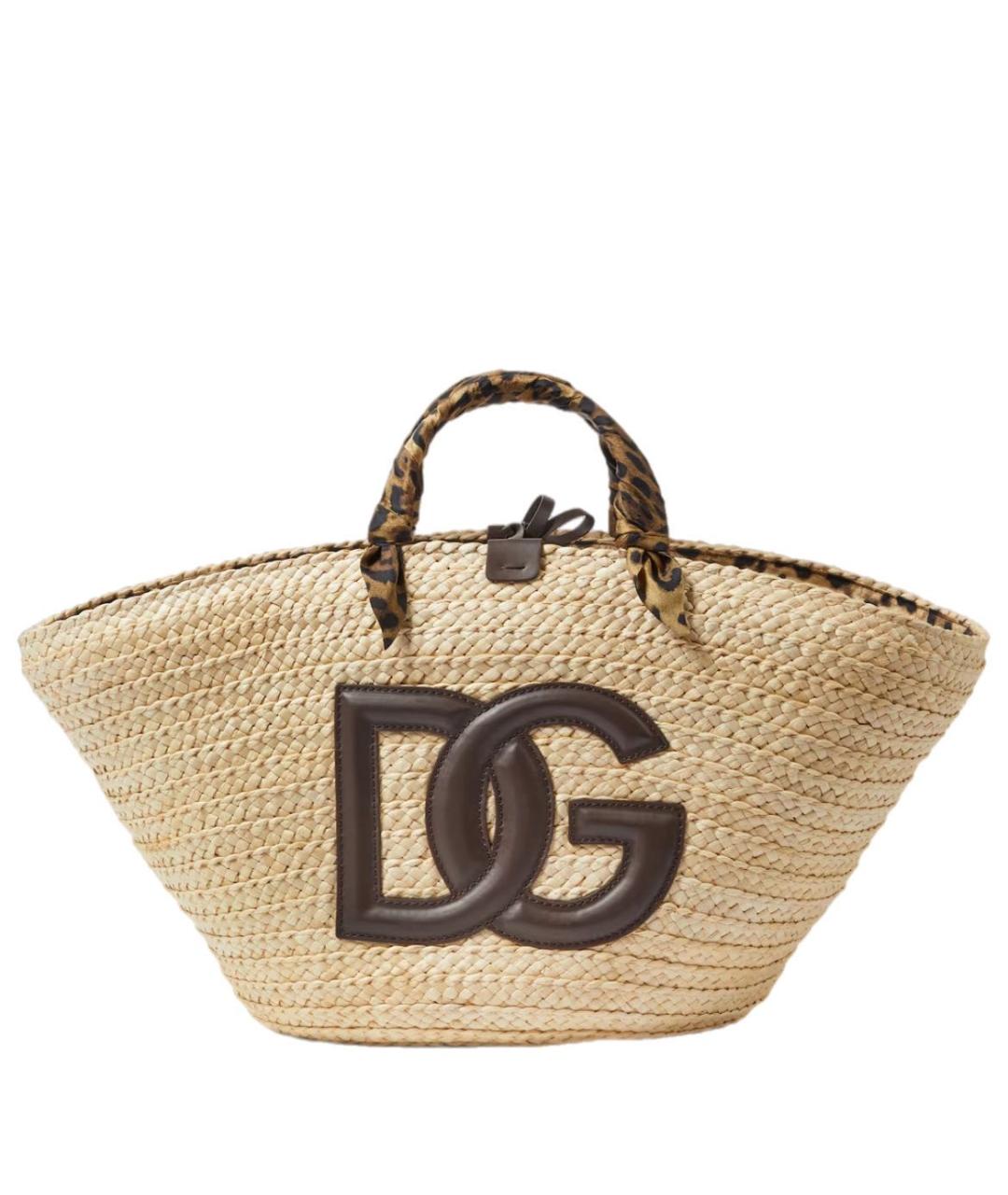 DOLCE&GABBANA Бежевая пелетеная пляжная сумка, фото 1
