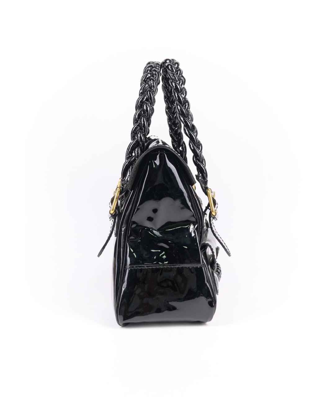 VALENTINO Черная сумка с короткими ручками из лакированной кожи, фото 2