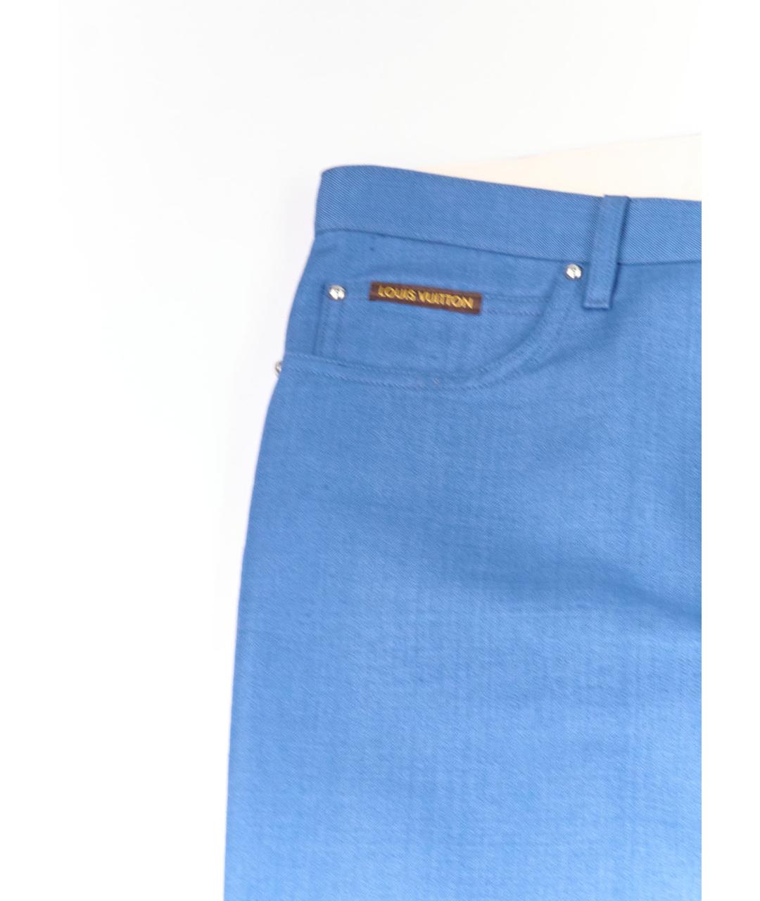 LOUIS VUITTON PRE-OWNED Синие хлопковые повседневные брюки, фото 4