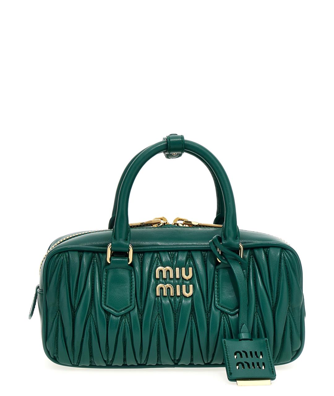 MIU MIU Зеленая кожаная сумка с короткими ручками, фото 1