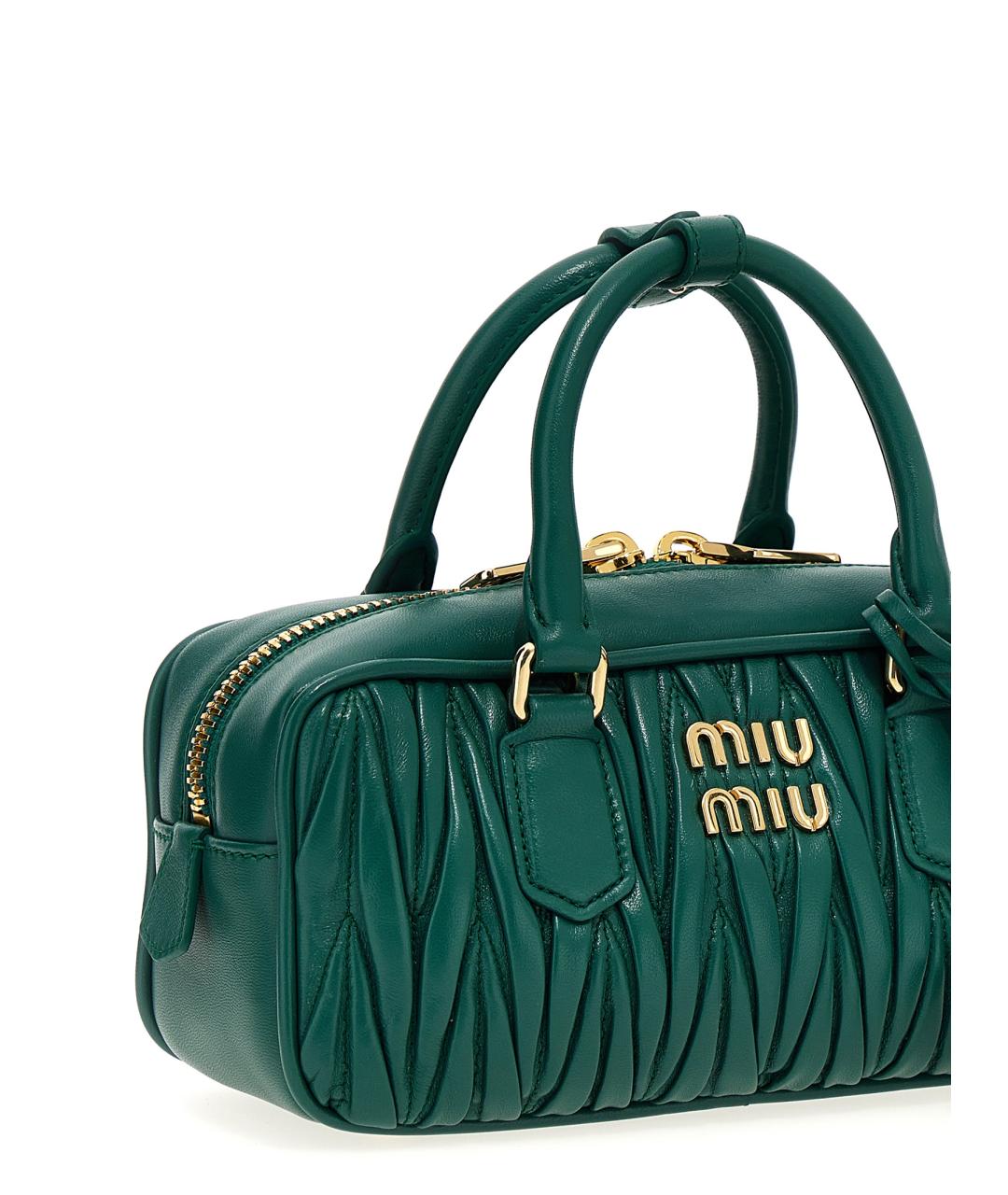 MIU MIU Зеленая кожаная сумка с короткими ручками, фото 3