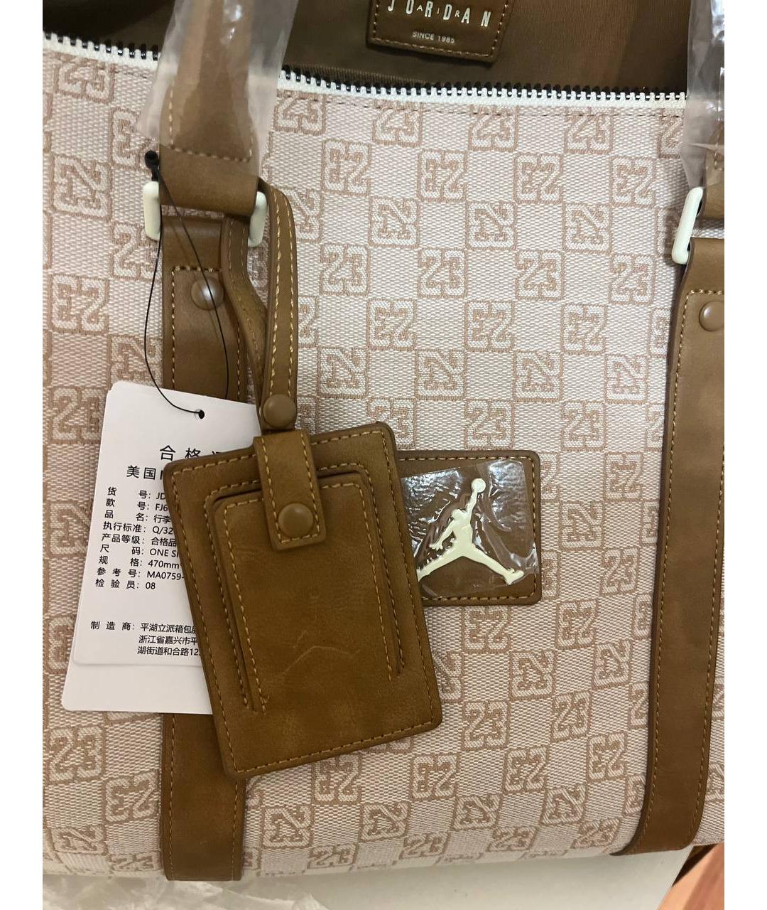 JORDAN Бежевая тканевая дорожная/спортивная сумка, фото 5
